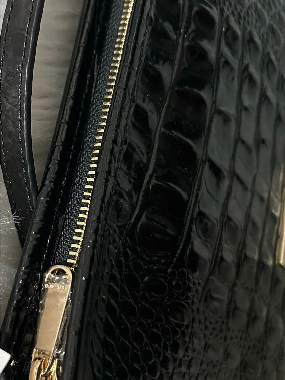 NWT BRAHMIN Small Melbourne Lorelei, Small Croc Shoulder Bag with Gold Hardware